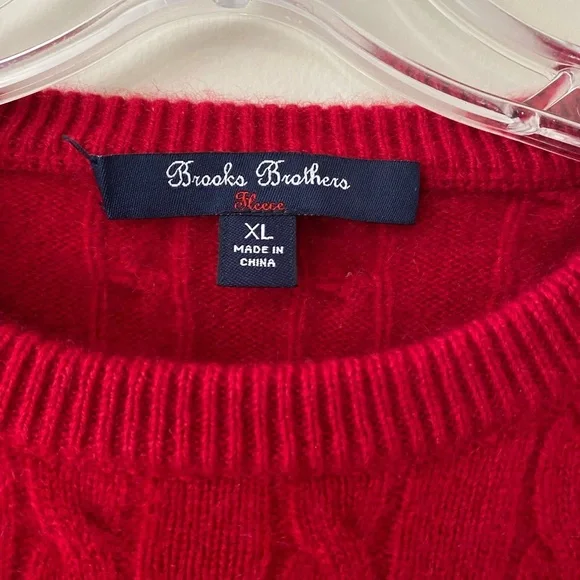 Brooks Brothers Fleece Vibrant Red Crewneck Cashmeres Sweater - Picture 4 of 6